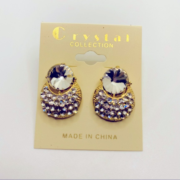 Earrings Crystal Clear set in golden tone!STUNNING - Picture 13 of 13